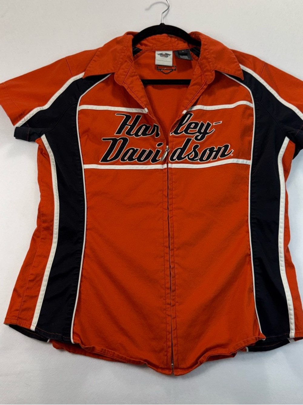 Harley-Davidson Bright Orange and Black Zip Racing Shirt